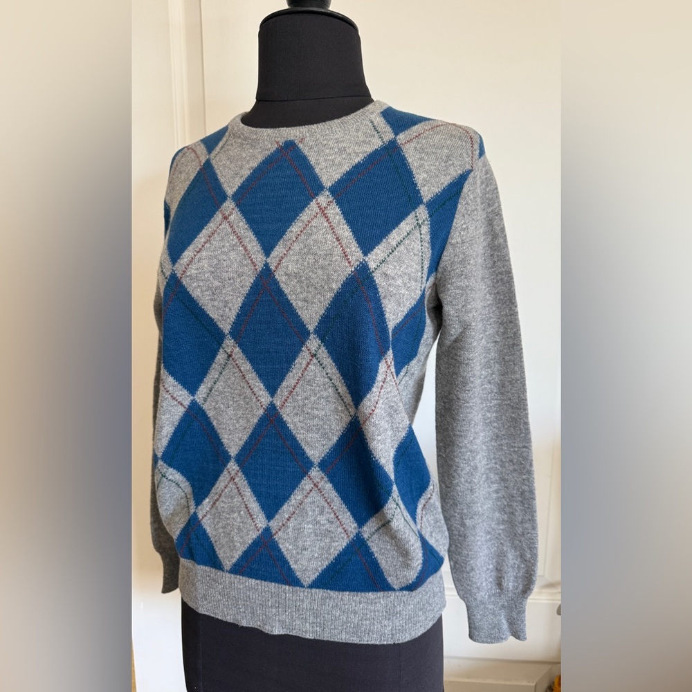 Vintage Italian Wool Argyle Sweater Fata Made in Italy - Picture 4 of 7
